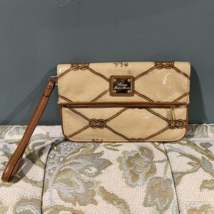 Ralph Lauren tan wristlet clutch with 2 zipper pouches